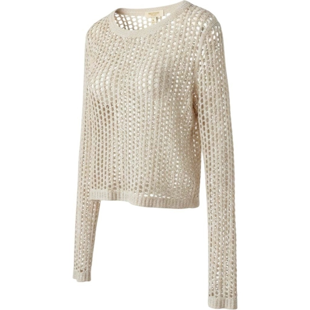 Rebellion Again Open Weave Crochet Women S Ivory Sweater Boho Festival Knit Top